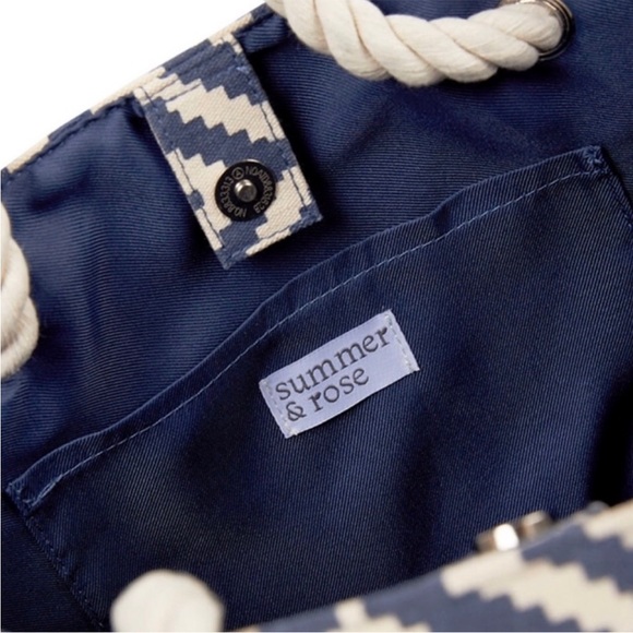 Blue and white nautical tote. Knotted straps. New never used. Summer & Rose.NWOT - Picture 5 of 5